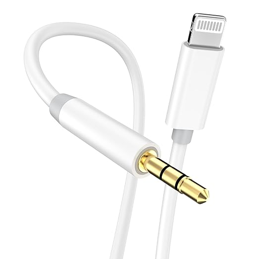 [Apple MFi Certified]Lightning to 3.5mm iPhone Aux Cord,iPhone Aux Audio Cable for Car Home Stereo Speaker Headphone,Compatible for iPhone 14 13 12 11 Pro Max Mini XS XR X 8 7 6 iPad iPod ,3.3FT White