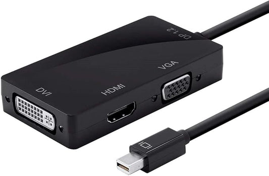 Monoprice Mini DisplayPort 1.2a / Thunderbolt to 4K HDMI, DVI, and VGA Passive Adapter, Black (112799)