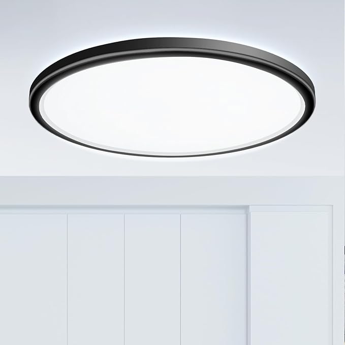 1PACK Flush Mount LED Ceiling Light Fixture Black, 20Inch 45Watt, Dimmable & 3000K-4500K-6000K 3 Color Selectable Ceiling Lamp 4500LM Low Profile Ceiling Light for Kitchen Bedroom Hallway Porch