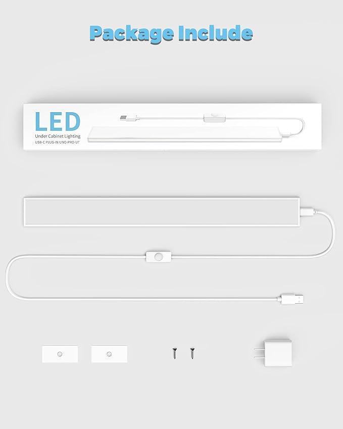 ASOKO Plug-in Under Cabinet Lighting, 16Inch LED Workbench Lights with Super Brighten 700Lumen and Dimmable 6000K Cool White, Memory Function Desk Lamp for Kitchen Sink/Desk/Workbench
