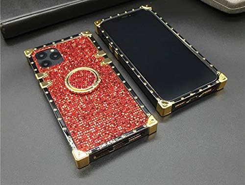 Samsung Galaxy A13 5G Bling Case, Red Luxury Glitter Sparkle Soft Trunk Cover with Finger Ring Grip Kickstand