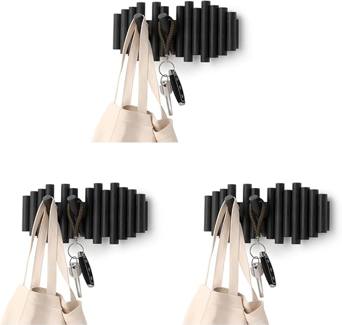 Umbra Picket Rail Hook for Entryways, Black (Pack of 3)