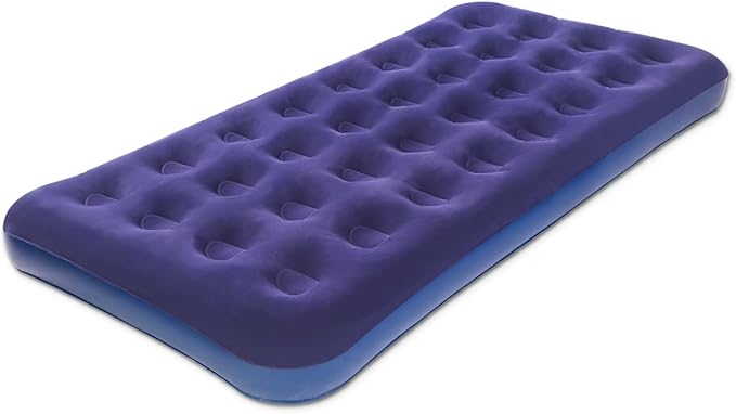 Twin Size Air Mattress for Inflatable - Portable Blue Blow Up Mattresses with Flocked top - Single Foldable Air Bed for Tent Camping Home Travel Backpacking