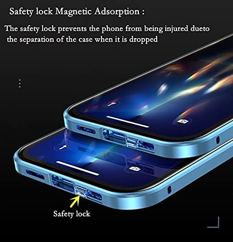 iPhone 13 Pro Case with Camera Lens Protector, Metal Bumper 360 Full Body Protection, Light Blue