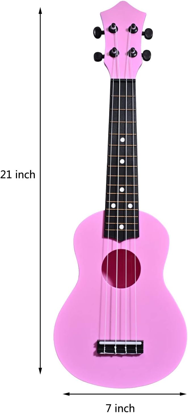 LIEKE Kids Ukulele 21 Inch Soprano Ukelele,Musical Instrument,Toy Ukulele Gift for Girls Children Beginners with Bag (Pink)