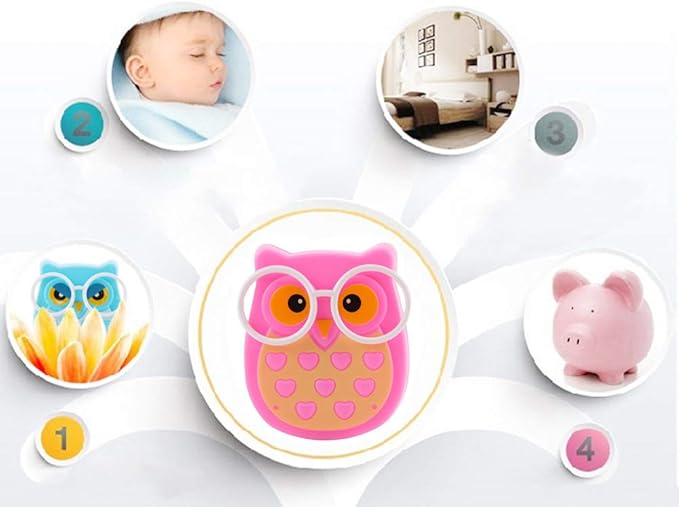 2 PCS Owl LED Plug in Night Light for Kids- Wall Lamp Take Good Care Children Sleep Light Sensor Auto Controlled Nightlights for Baby Nursing (Blue+Pink)