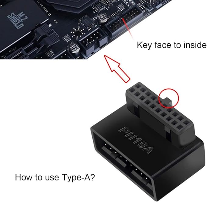 chenyang 2 Pack USB 3.0 Front Panel Header 19/20Pin Male to Female 90 Degree Angled Mainboard Header Gender Changer Connector Adapter Overmold Type