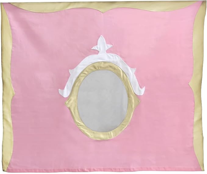 Max & Lily Underbed Curtain for Low Bunk Bed/Low Loft Bed, Princess Play Curtain for Kids, Cotton Privacy Curtain for Bottom Bunk, 2 Panel Curtain Set, Light Pink/Gold
