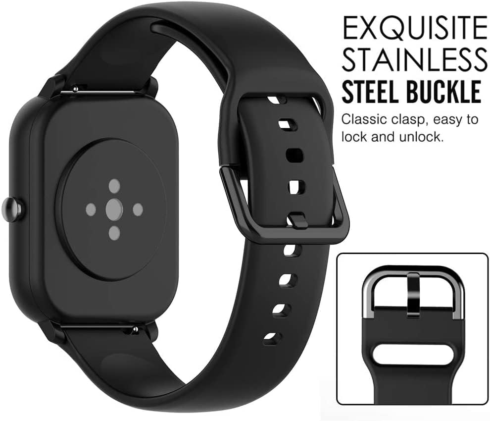 E ECSEM 6Pack Silicone Wrist Strap Replacement Bands for MOLOCY P32 Q23 Smart Watch for Women Men