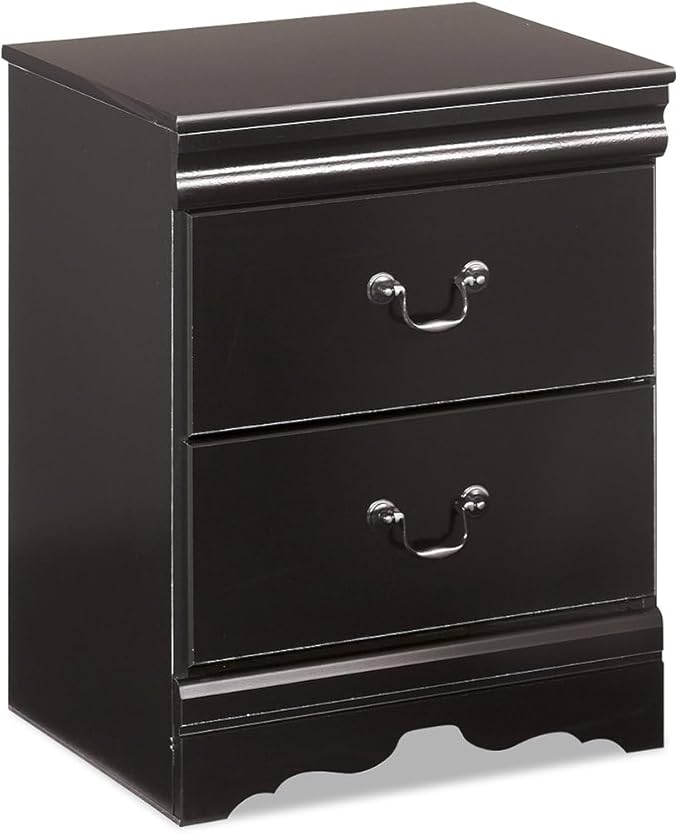 Signature Design by Ashley Huey Vineyard Traditional 2 Drawer Nightstand, 24.45" Tall, Black