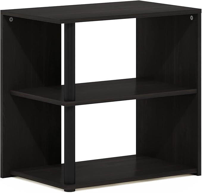 Furinno Romain Side Table, 2-Tier End Table with Open Shelf, Night Stand, Bedside Table, for Living Room, Bedroom, Espresso