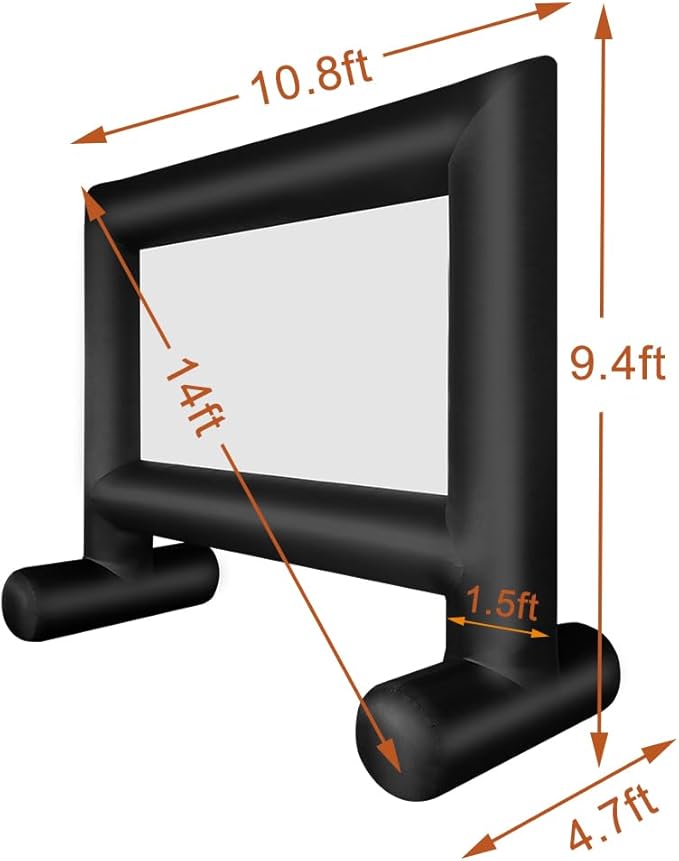 14ft Inflatable Projector Screen, Outdoor Movie Screen with Air Blower and Carry Bag, Blow Up Screen for Backyard Movie Parties, Theme Parties