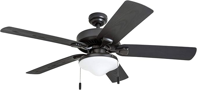 Honeywell Ceiling Fans Belmar 52 Inch Ceiling Fan With Light, Indoor/Outdoor Ceiling Fan with Pull Chain, LED Tri-Mount 5 Blade Design, ETL Damp Rated, Bronze (50512-01)