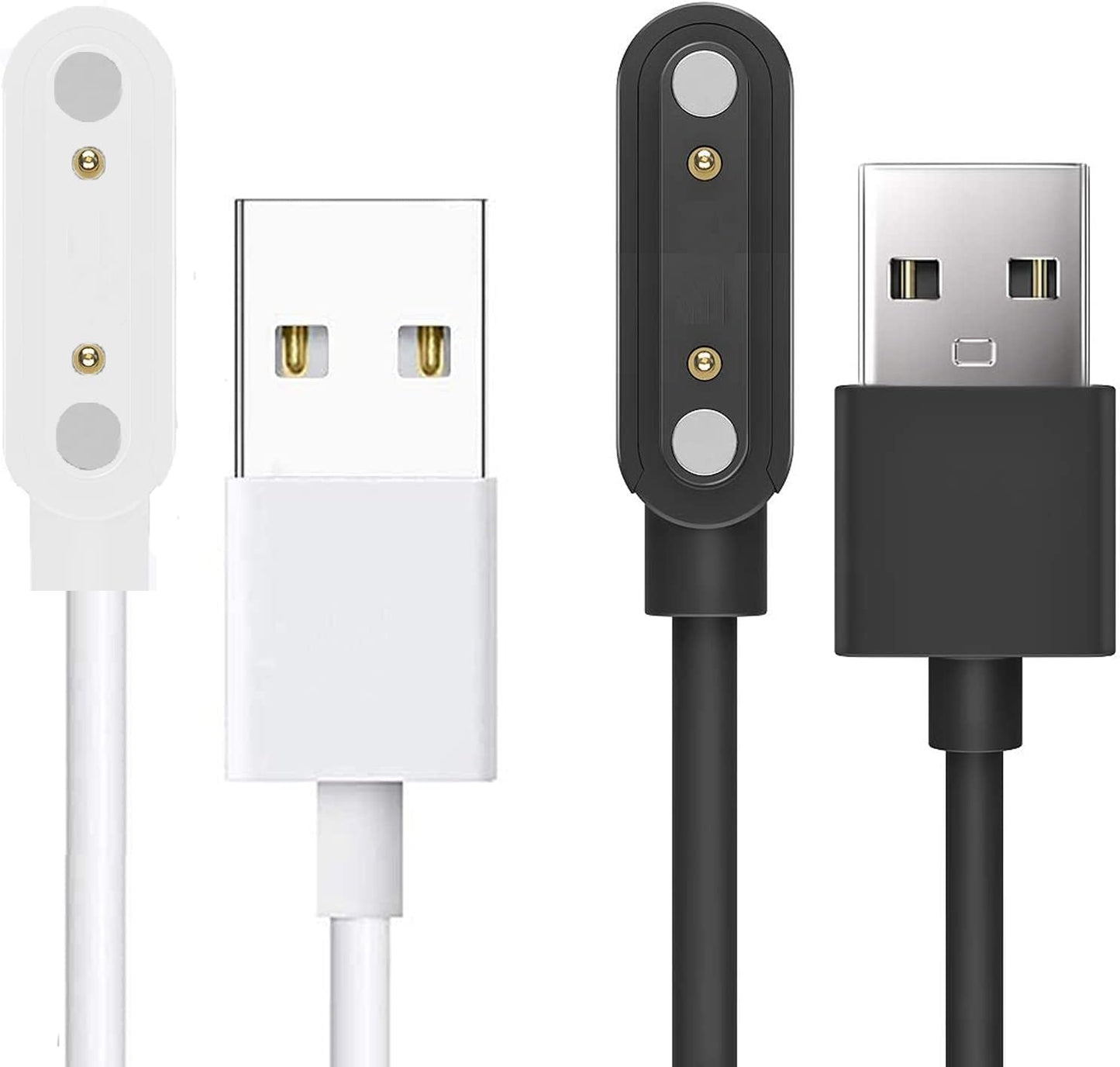 Lamshaw Magnetic USB Charging Cable Replacement Charger for VKAROOD KC88 Smart Watch, 1.43 Inches (2 Pack-Black+White)