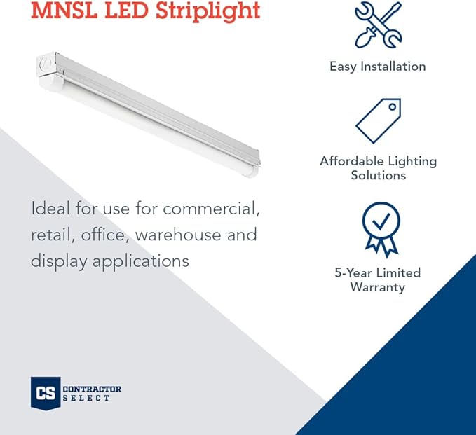 Lithonia Lighting 1 Light LED Strip Light, 2 Foot LED Ceiling Lighting Fixture, 1250 Lumens, 4000K, 80CRI, 11W, Kitchen and Garage Use (MNSL L23 1LL MVOLT 40K 80CRI M6)