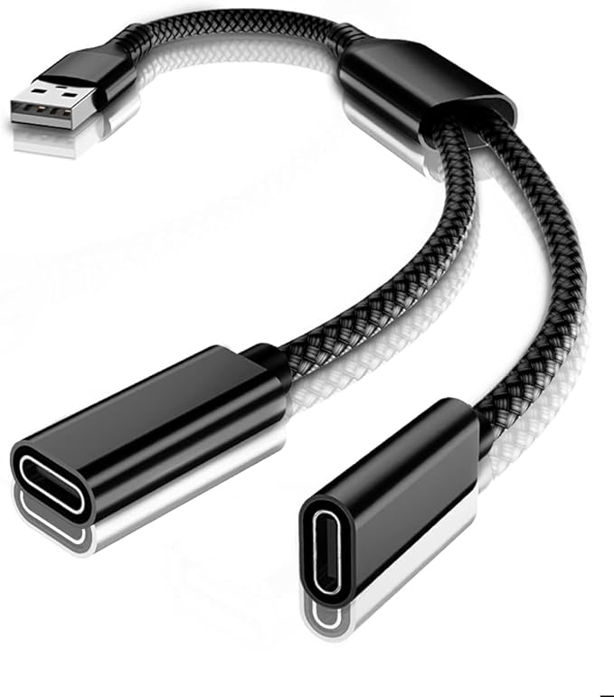 Elebase for iPhone 17 USB Male to Double USB C Female Adapter,Type A Charger Cable Dual Two Splitter for iPad 8th 9th 10th Air 4th 5th Mini 6th,iPhone 16 15,Samsung Galaxy Note S23 S24,Google Pixel XL