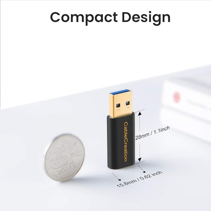 CableCreation 3-Pack USB C Female to USB Male Adapter, USB 3.1 5Gbps to USB C Adapter Compatible with Laptops, Logitech StreamCam VR Link for Charging