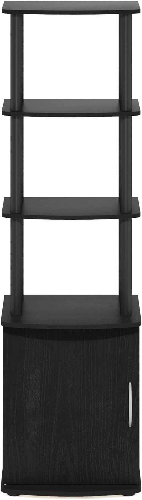Furinno Turn-N-Tube Tall TV Entertainment Side Table Display Rack with Storage Cabinet, 3-Tier, Blackwood/Black