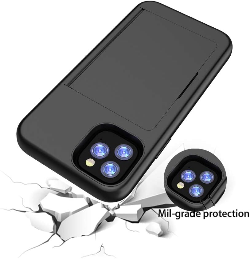iPhone 12 Mini Case with Card Holder, Protective Wallet Case - Black, Credit Card Slot