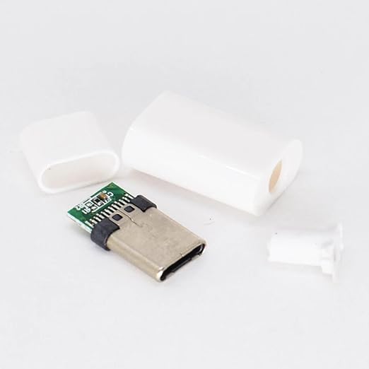 20 Set USB C Male Connector Kit DIY, 24 Pin Type C Plug Repair kit with PCB Board and Housing(Black + White)
