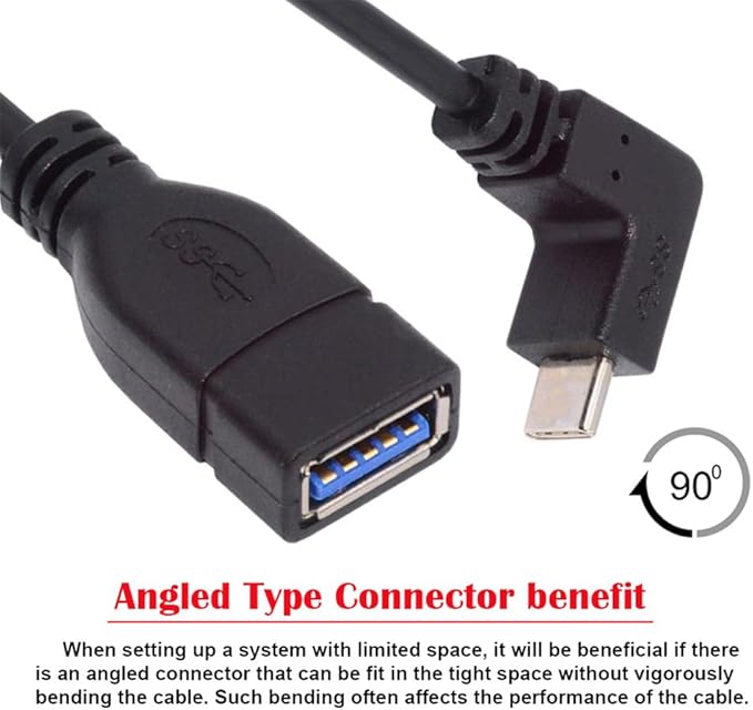 xiwai 90 Degree USB-C Type-C USB 3.1 Male to USB 3.0-A Female Adapter 10Gbps OTG Data Power Cable 20cm Up Down Angled