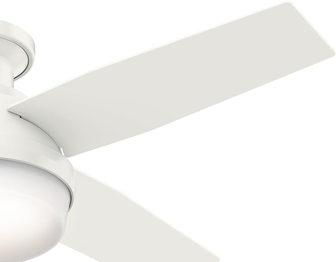 Hunter 44 inch Indoor Ceiling Fan with LED Light and Remote Control - White Modern Ceiling Fan, Low Profile Mount, 4 Blades, For Bedroom, Living Room, or Kitchen, Quiet - Dempsey 59244, Fresh White