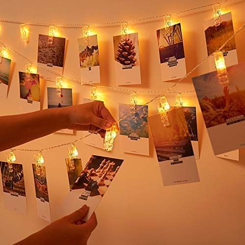 20 Photo Clip String Lights LED Fairy Twinkle Lights for Hanging Pictures,Home Wall Halloween Thanksgiving Christmas Party Wedding Festival Indoor Outdoor Decor