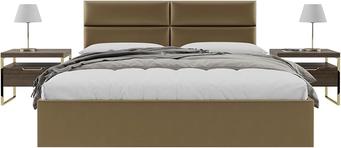 Vänt Upholstered Wall Panels - King/Cal King Size Wall Mounted Headboards - Metallic Gold - Twin/King - Set of 4 Panels (Each Individual Panel 39"x11.5")