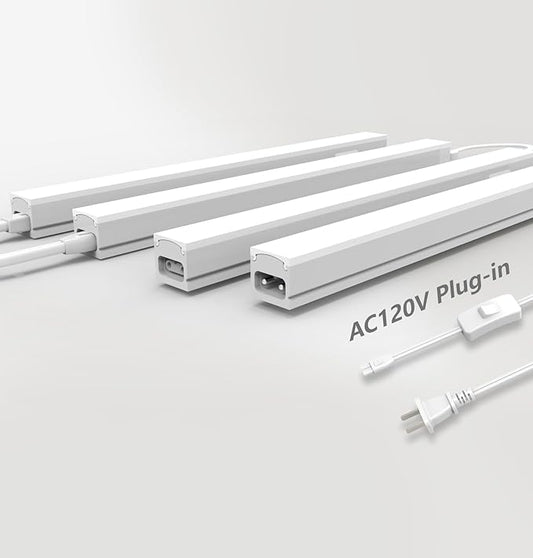 Under Cabinet Lighting Plug in, 32 Inch 4 Pcs, Linkable AC120V 3CCT 3000K/4000K/5000K Ultra Slim, LED Under Cabinet Lights for Counter Light, Kitchen, Shelf, Sink, Workshop, Desk, White