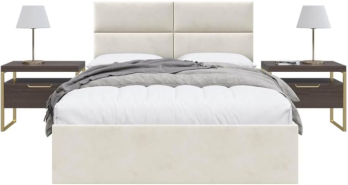 Vänt Upholstered Wall Panels - Queen/Full Size Wall Mounted Velvet Headboards - Velvet Ivory - Set of 4 Panels (Each Individual Panel 30"x11.5")