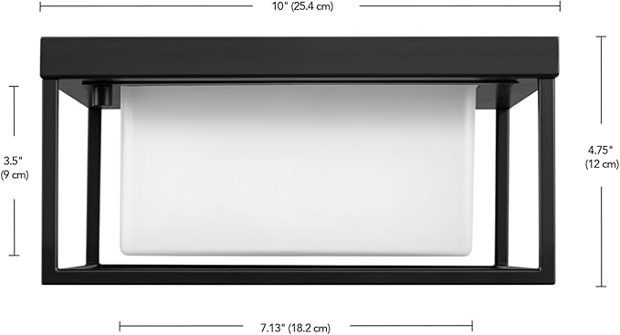 GLOBE Electric 60000164 1-Light Outdoor Flush Mount, Matte Black, Frosted Glass