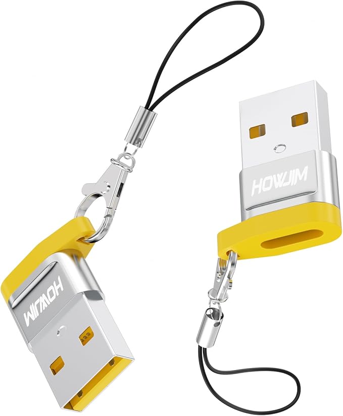 USB to USB C Adapter 2 Pack,USB C Female to USB 2.0 Male OTG Adapter,3A Fast Charge 480Mbps Data Transfer for M-acBook,Pad,Phone 15 16 17,G-alaxy,A-pple Watch,A-irpods,Anti-Lost Lanyard Silver