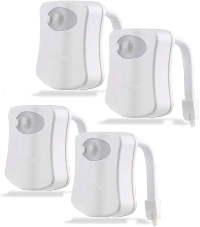 4 Pack Motion Sensor LED Night Lights, Two Modes with 8 Colors Changing Toilet Bowl Night Light for Bathroom Washroom, Perfect Detection, Fits Any Toilet Bowl