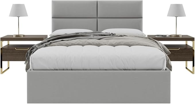 Vänt Upholstered Wall Panels - Queen/Full Size Wall Mounted Headboards - Vintage Leather Light Grey - Set of 4 Panels (Each Individual Panel 30"x11.5")