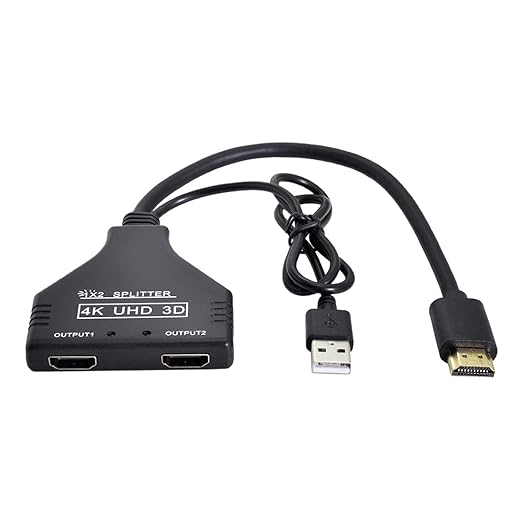 ChenYang HDMI 1.3 Splitter Adapter, HDMI 1 Male to 2 Female Splitter Switch Extension Cable with Power 0.65FT/20cm