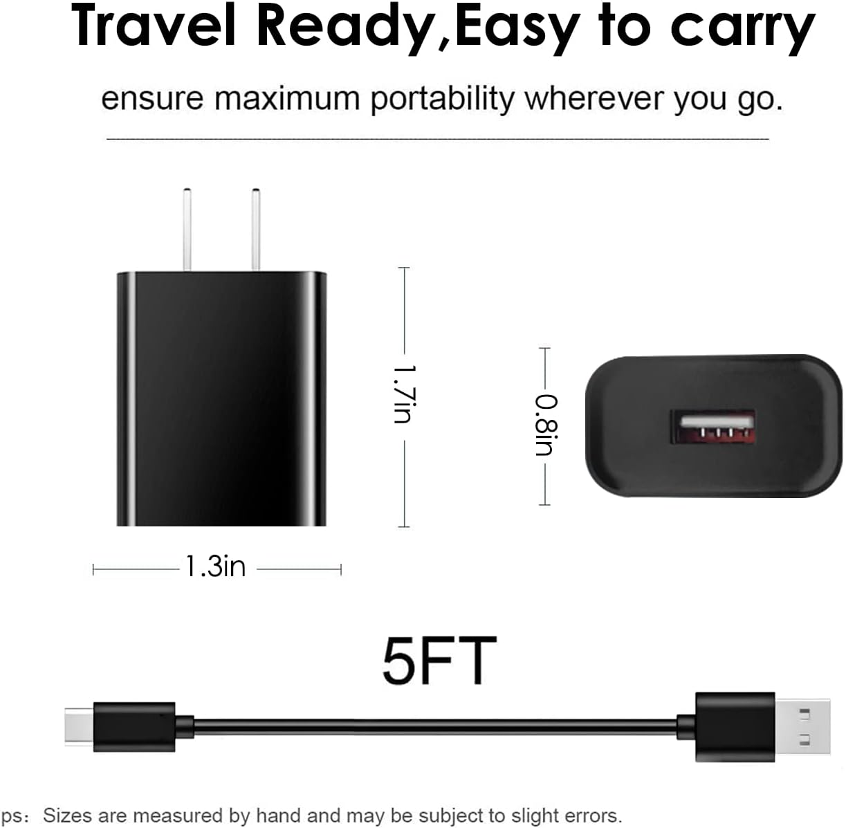 Fast Wall Charger & 5ft USB Type C Cable for TCL Flip Pro, Cricket Influence Icon 2/3, Ovation 2, ATT Calypso 2, Sonim