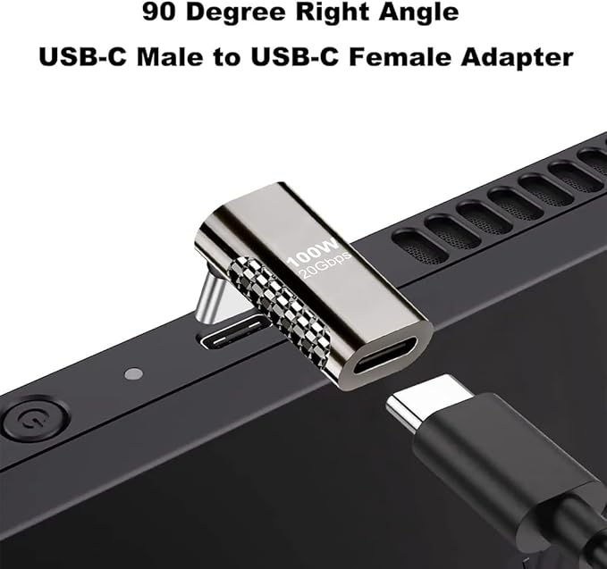 2 pcs USB-C Male to USB-C Female Adapter, 100W 20Gbps Data Transfer USB Type C PD Extender，Suitable for Laptop Charging, Mobile Phone, Tablet Data Transmission (Right Angle)