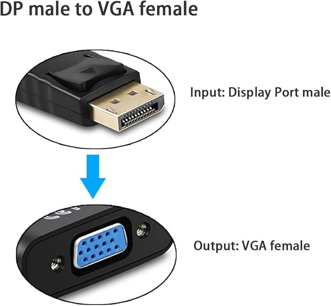 Display Port to VGA Adapter,2 Pack Gold-Plated DisplayPort DP to VGA Converter (Male to Female) for Computer, Desktop, Laptop, PC, Monitor, Projector, HDTV