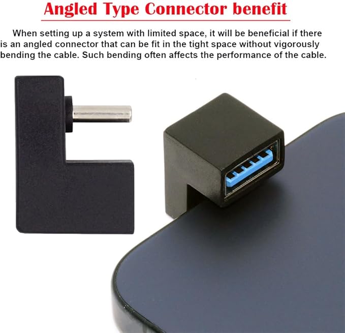 xiwai 180 Degree Up & Down Angled Type-C USB-C OTG to USB 3.0 Female Extension Adapter for Cell Phone & Tablet
