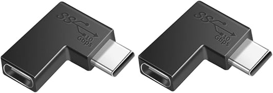 (2Packs 90 Degree Elbow L Shape USB C Male to Female Adapter,USB3.1 Support 10GBbps Rate,USB C Phone/Laptop Charging Port Converter, 5V,3.3A