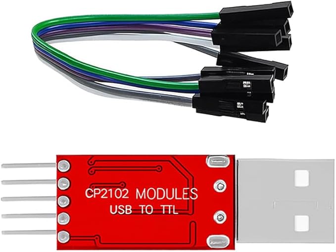 CP2102 USB to TTL Serial Adapter – USB 2.0 to 5Pin UART Converter Module with 3.3V/5V Output, STC Compatible, Includes Jumper Wires – for Arduino, ESP8266, STM32, DIY Projects (3-Pack)