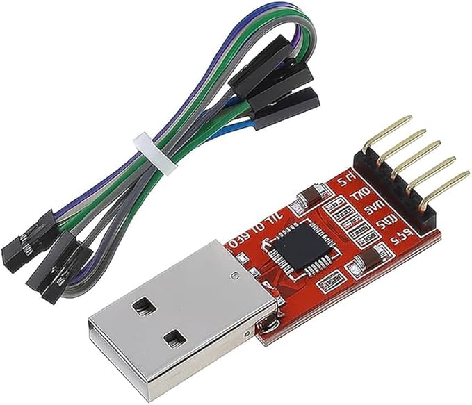CP2102 USB to TTL Serial Adapter – USB 2.0 to 5Pin UART Converter Module with 3.3V/5V Output, STC Compatible, Includes Jumper Wires – for Arduino, ESP8266, STM32, DIY Projects (10-Pack)