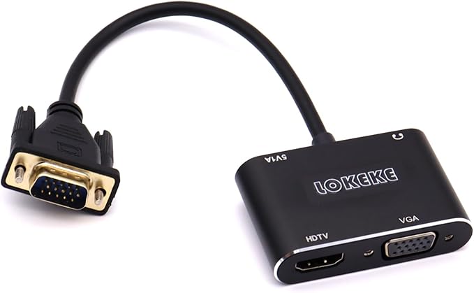 VGA to HDMI VGA, VGA to HDMI VGA Adapter with Audio Cable and USB Cable for Computer, Desktop, Laptop, PC, Monitor, Projector, HDTV