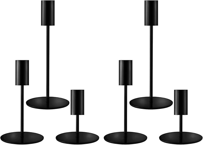 Matte Black Taper Candlestick Holders,Taper Candle Holders Set of 6,Metal Taper Candle Sticks Stand Holders,Modern Decorative Candle Holders for Wedding Certerpieces,Festive, Mantel,Home,Party