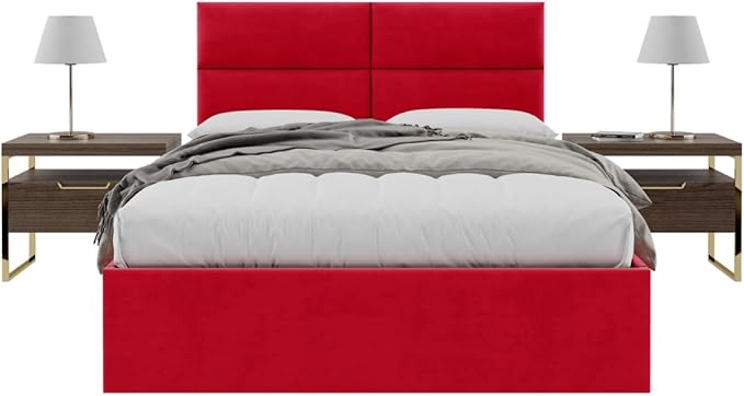 Vänt Upholstered Wall Panels - Queen/Full Size Wall Mounted Headboards - Micro Suede Red Melon - Set of 4 Panels (Each Individual Panel 30"x11.5")