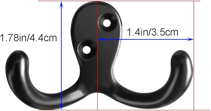 Coat Hooks Hardware,20 Pcs Wall Hooks Heavy Duty Hooks for Hanging Coats Double No Rust Hook Wall Mounted for Key, Towel, Bags, Cup, Hat (20pcs Black)