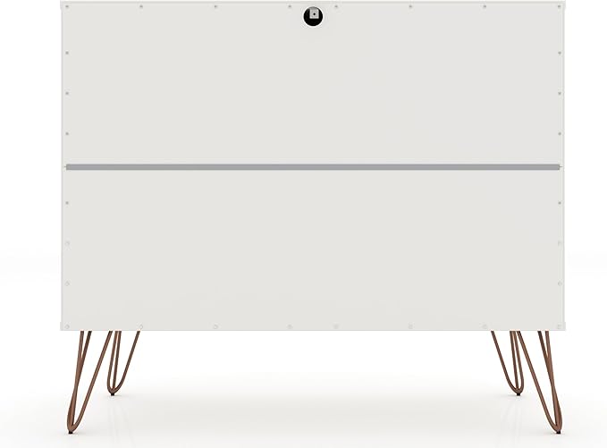 Manhattan Comfort Rockefeller 3 Drawer Dresser for Bedroom Storage, Nursery, Closet, Living Room, Entryway, TV Stand for Screens up to 32 Inches, Anti-Tip Kit Included, Set of 1, White