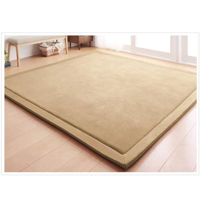Loartee Coral Velvet Crawling Rug (6'8"x7'9", Brown) for Toddler Children Play Area Rug Yoga Mat Exercise Pad