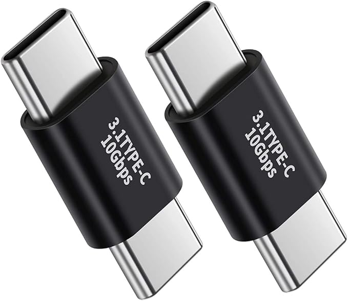 (2Packs USB C Male to Male Adapter,USB C Full-Featured,Support 10GBbps Rate, Audio and Video, Fast Charging Adapter，C-Type Double Plug，Mobile Phone Laptop USB 3.1 Charging Converter