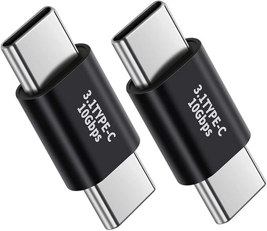(2Packs USB C Male to Male Adapter,USB C Full-Featured,Support 10GBbps Rate, Audio and Video, Fast Charging Adapter，C-Type Double Plug，Mobile Phone Laptop USB 3.1 Charging Converter